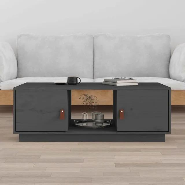 vidaXL Salontafel 100x50x35 cm massief grenenhout grijs, foto 2