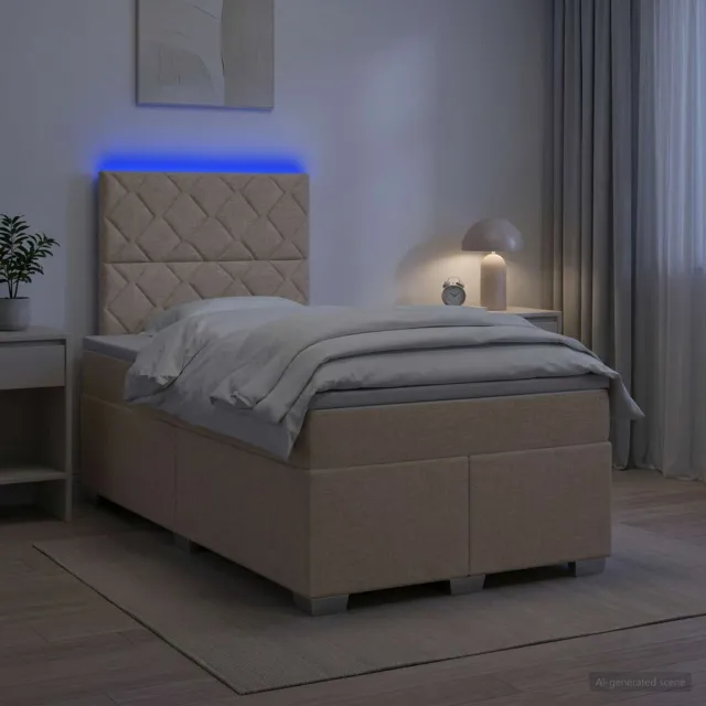 vidaXL Boxspringbed met matras Crèmekleurig 120 x 200 cm Stof