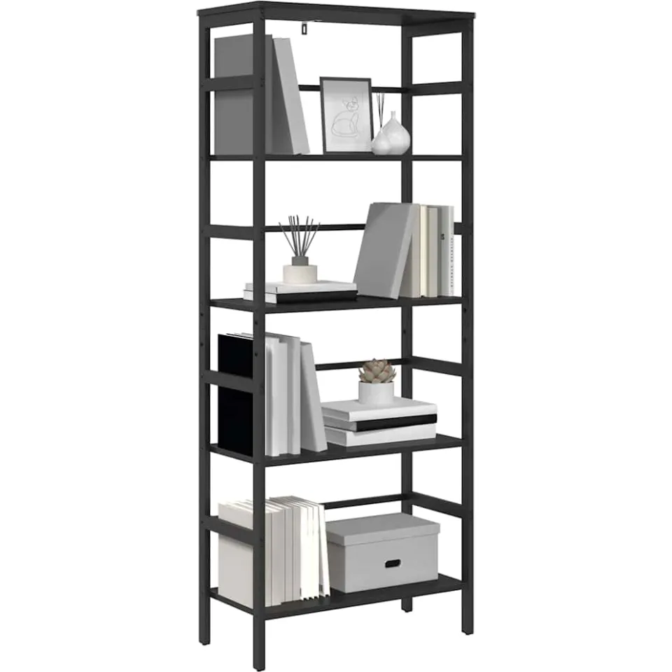 vidaXL Boekenkast 4-laags 60 x 29,5 x 149 cm Bewerkt hout Zwart Eiken