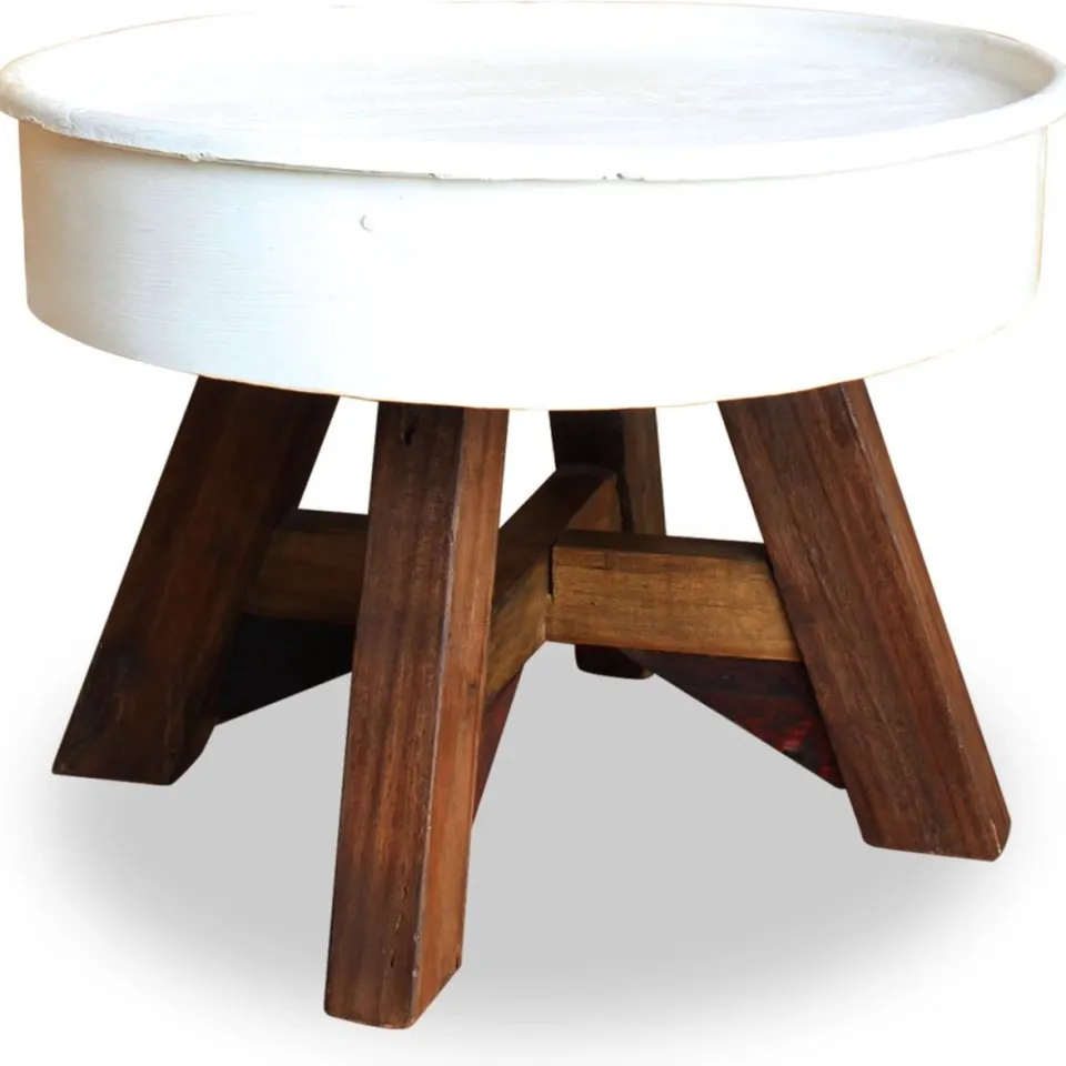 vidaXL Salontafel 60x45 cm massief gerecycled hout wit, foto 2