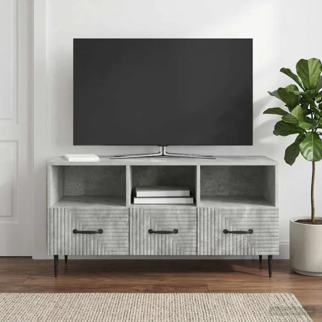vidaXL TV-kast met lade Betongrijs 102 x 34,5 x 50 cm Bewerkt hout grijs, foto 2