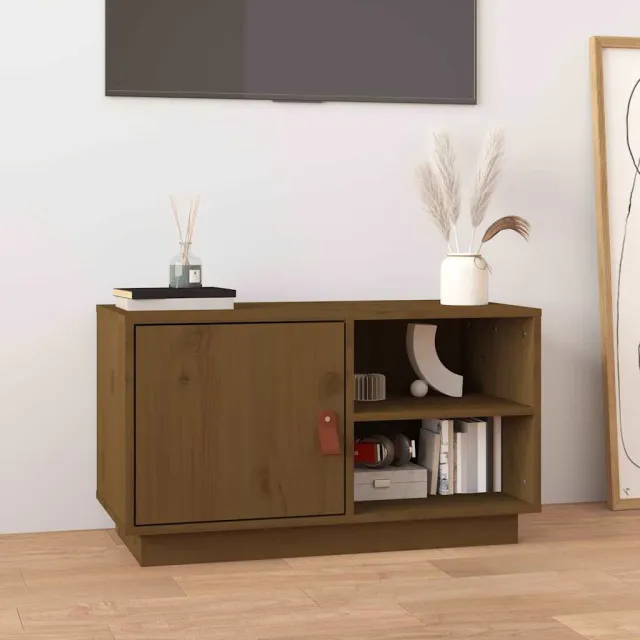 vidaXL Tv-meubel 70x34x40 cm massief grenenhout honingbruin bruin, foto 2