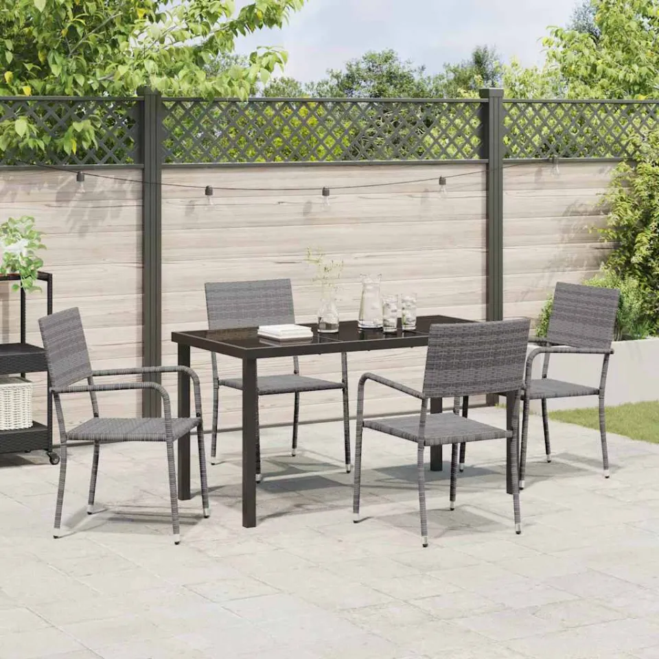 vidaXL Tuin eettafelset 5 st Grijs poly rattan, foto 3