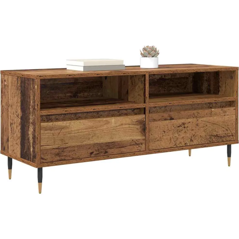 vidaXL TV-kast Oud Hout 100 x 34,5 x 44,5 cm Gemonteerd hout en ijzer Bruin