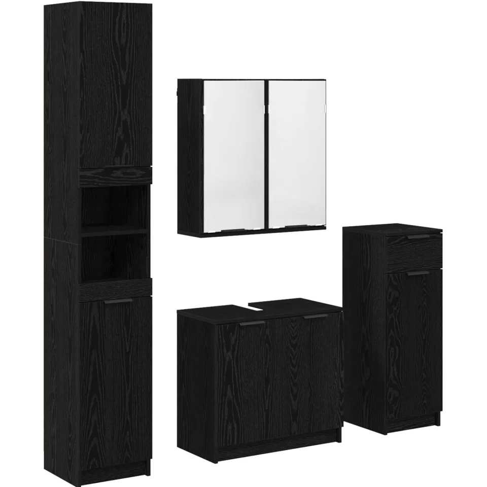 vidaXL Badkamermeubelset 4 st Zwart Eiken 64,5 x 33,5 x 59 cm