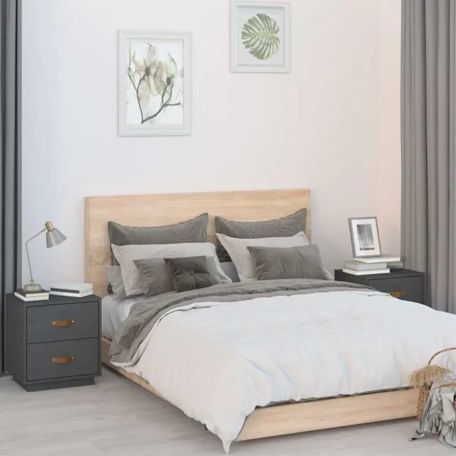 vidaXL Nachtkastjes 2 st 40x34x45 cm massief grenenhout grijs