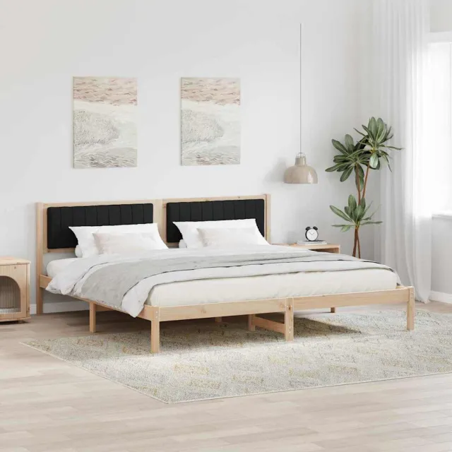vidaXL Bedframe met hoofdeinde Zwart 200 x 200 cm Massief grenenhout Bruin