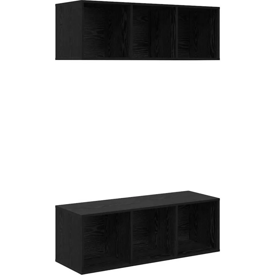 vidaXL Tv-meubelset 2 st 37 x 37 x 107 cm Zwart Eiken