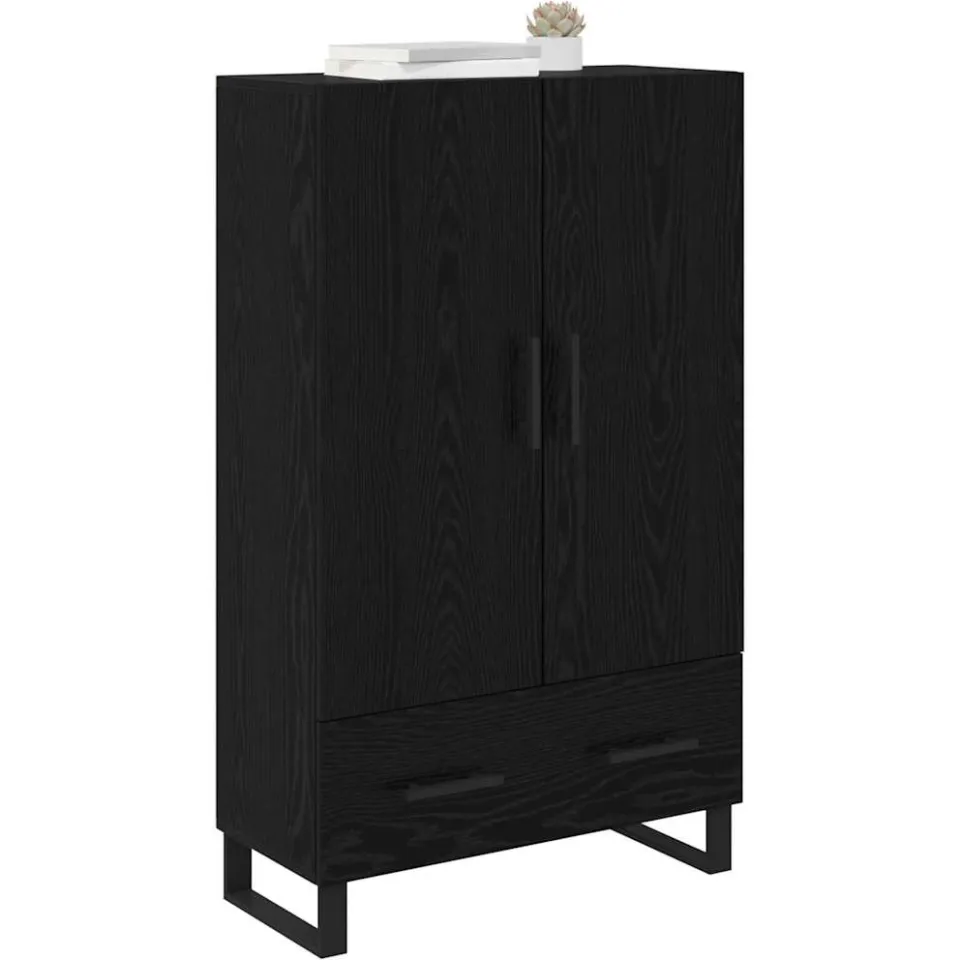 vidaXL Highboard Zwart Eiken 69,5 x 30 x 115 cm Bewerkt hout