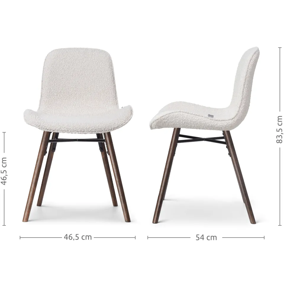 Nolon Nena-Fé eetkamerstoel bouclé beige - walnoot houten onderstel