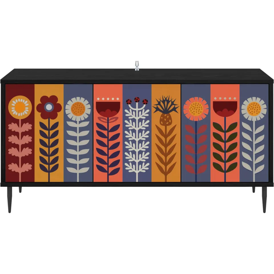 vidaXL Tv-meubel ESSEN 102 x 33 x 51 cm Zwart eiken Bewerkt hout, foto 4