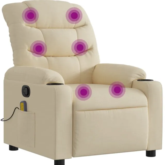 vidaXL Massagestoel - verstelbaar - stof - crèmekleurig