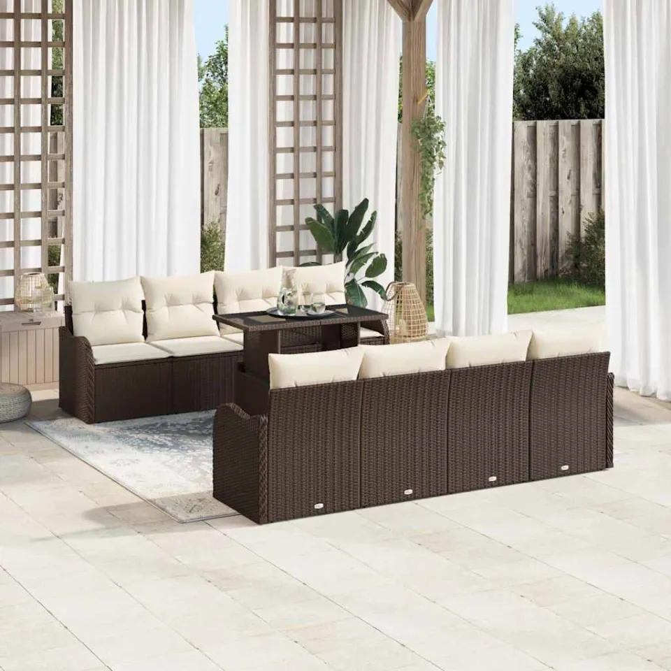 vidaXL Tuin Sofa Set 7 st Bruin poly rattan, foto 2