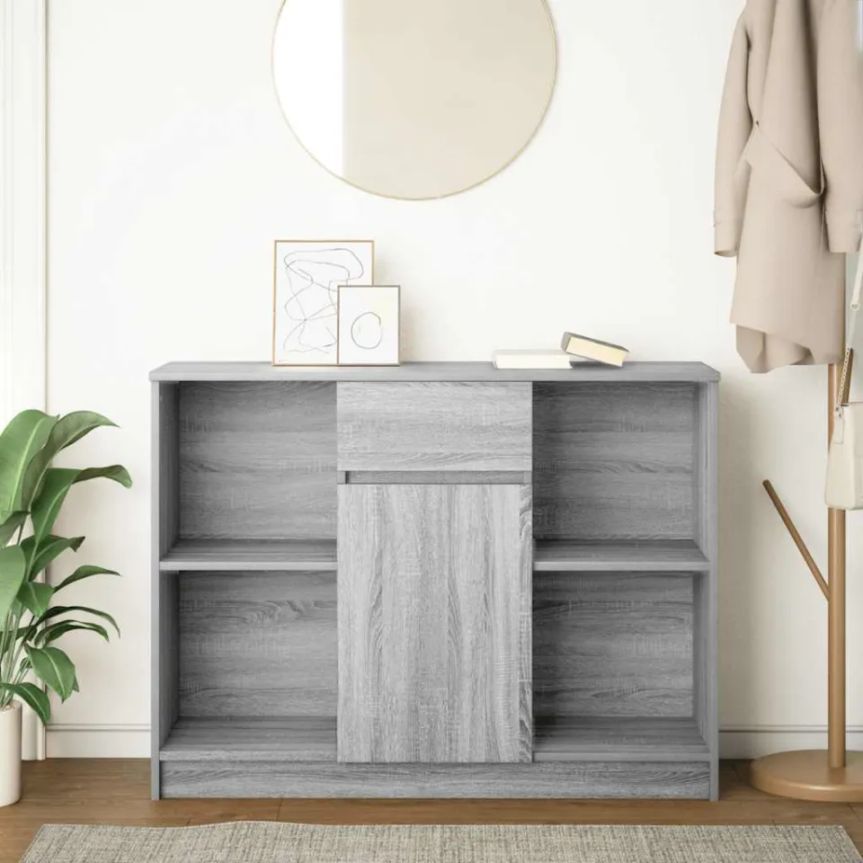 vidaXL Dressoir met lade 101x35x76 cm spaanplaat grijs Sonoma, foto 2