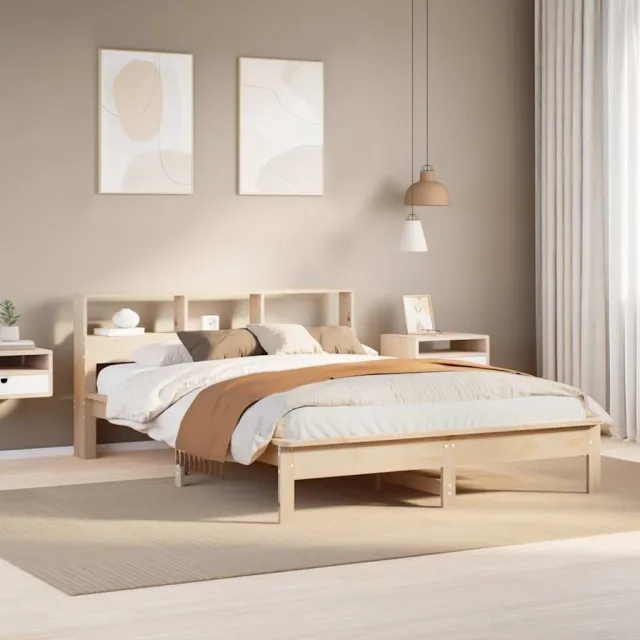 vidaXL Bedframe zonder matras massief grenenhout 135x190 cm bruin