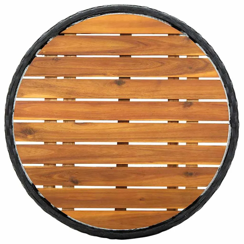 vidaXL Salontafel 60 cm poly rattan en massief acaciahout zwart, foto 4