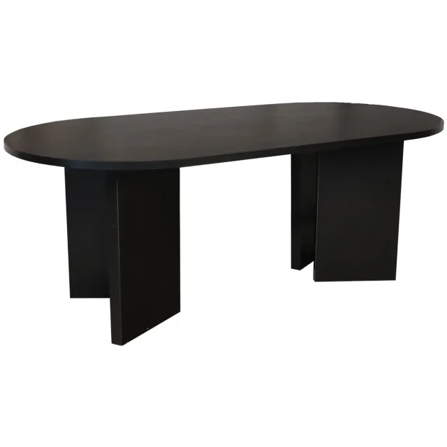 Lizzely Garden & Living Salontafel Japandi ovaal zwart melamine 120cm Hano japanse bijzettafel