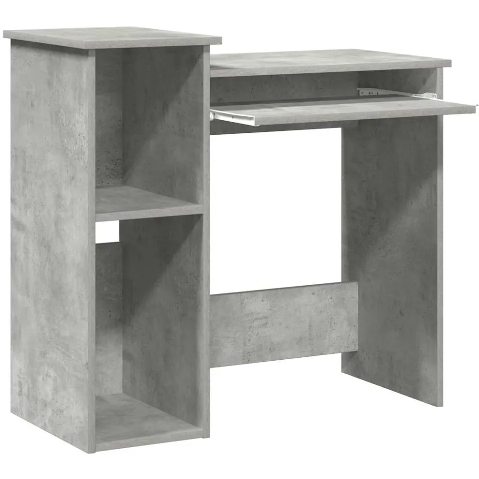 vidaXL Bureau met schappen 84x40x78 cm bewerkt hout betongrijs grijs, foto 4
