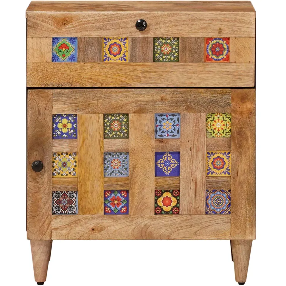 vidaXL Nachtkastje Naturel 50 x 33 x 60 cm Massief Mango Hout, foto 3
