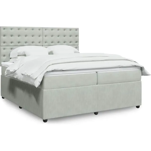 vidaXL Boxspring met matras fluweel lichtgrijs 200x200 cm