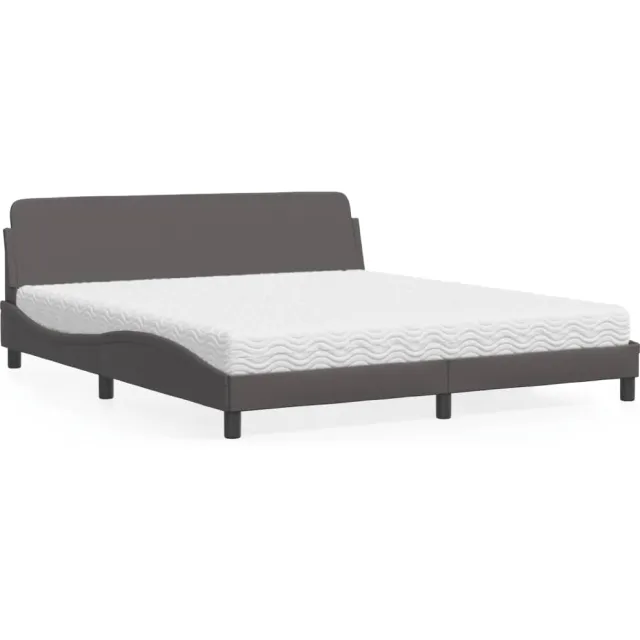 vidaXL Bed met matras "Dover" kunstleer grijs 180x200 cm