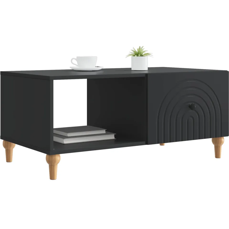 vidaXL Salontafel Zwart 90 x 50 x 40 cm Bewerkt hout