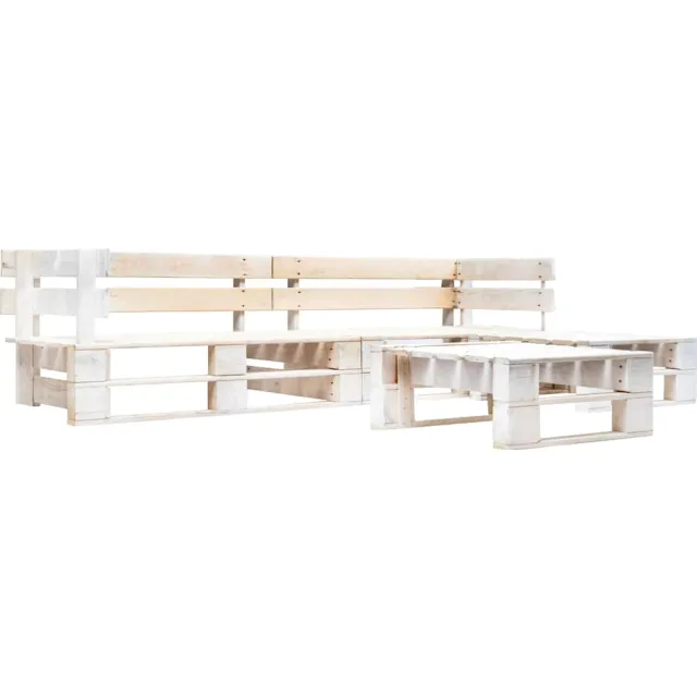 vidaXL 4-delige Loungeset pallet hout wit, foto 2
