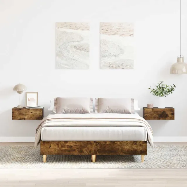 vidaXL Bedframe zonder matras spaanplaat gerookt eiken