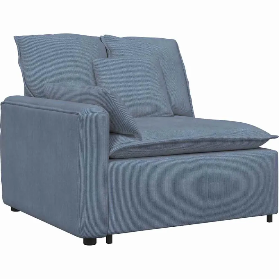 vidaXL Modulaire bank Armleuning eindmodule met kussens 100 cm blauw, foto 3