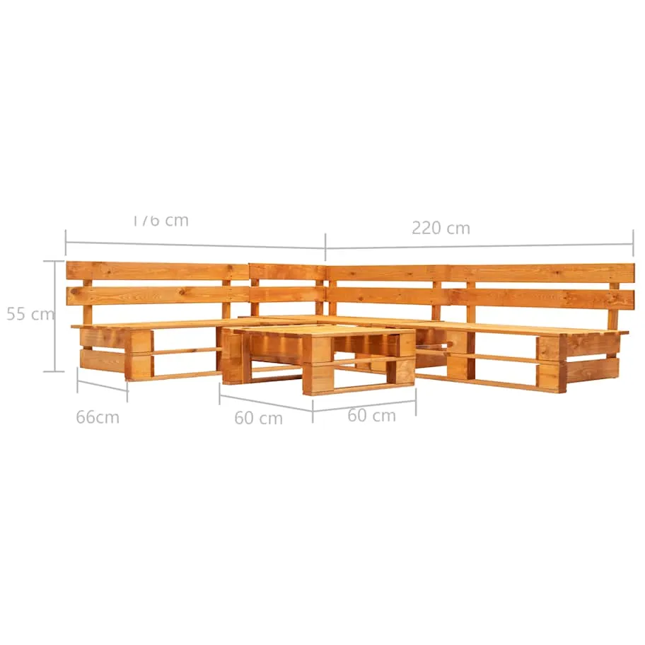 vidaXL 4-delige Loungeset pallet hout honingbruin bruin, foto 3