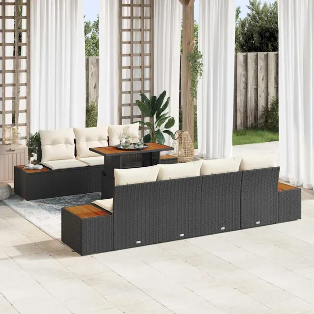 vidaXL Tuin Sofa Set 8 st Zwart Poly riet, foto 2