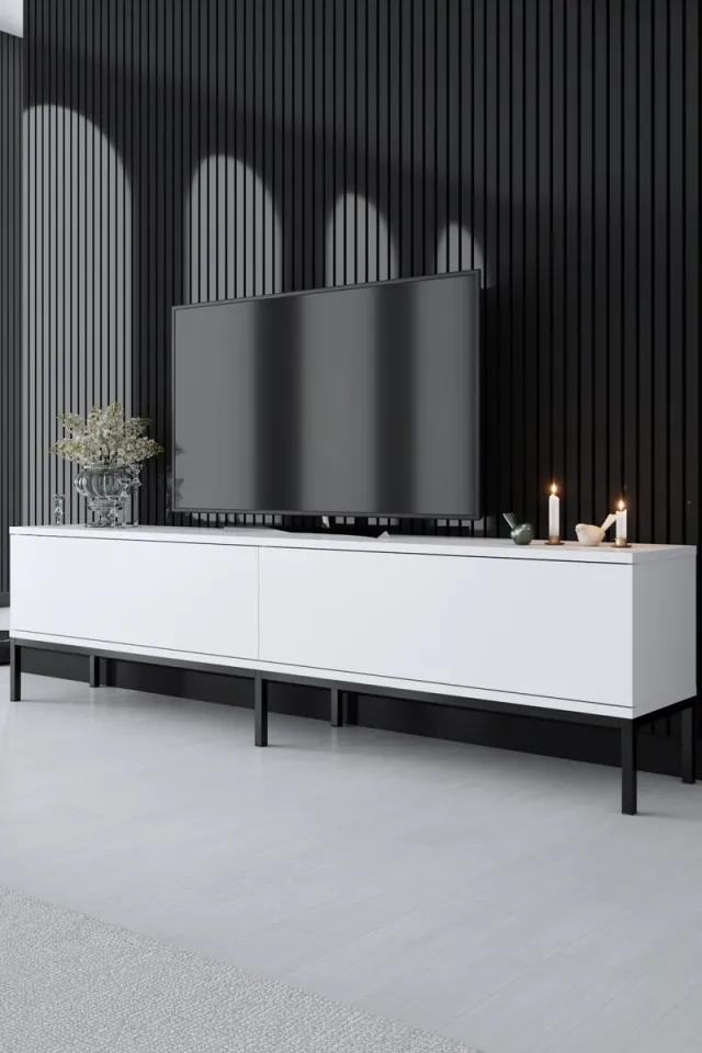 Arabic House TV Meubel Lord Zwart Wit Melamine 180x47x30 cm