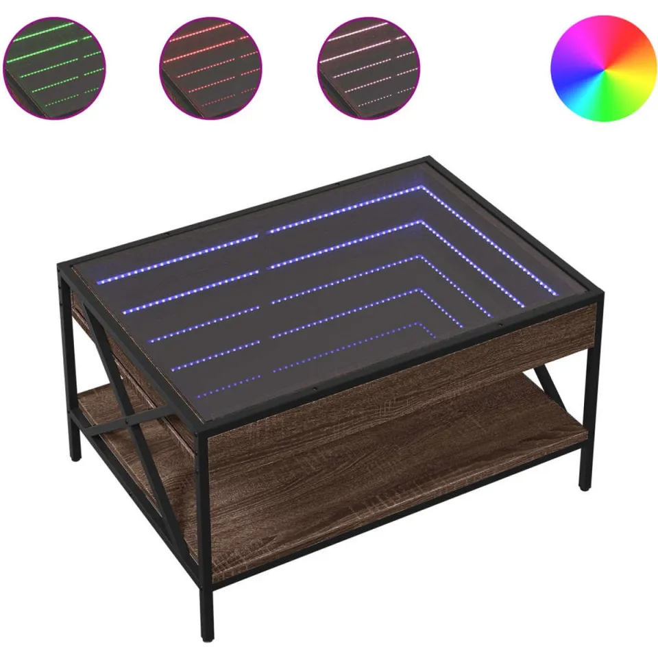 vidaXL Salontafel met Infinity LED 70x50x38 cm bruin eikenkleurig, foto 3