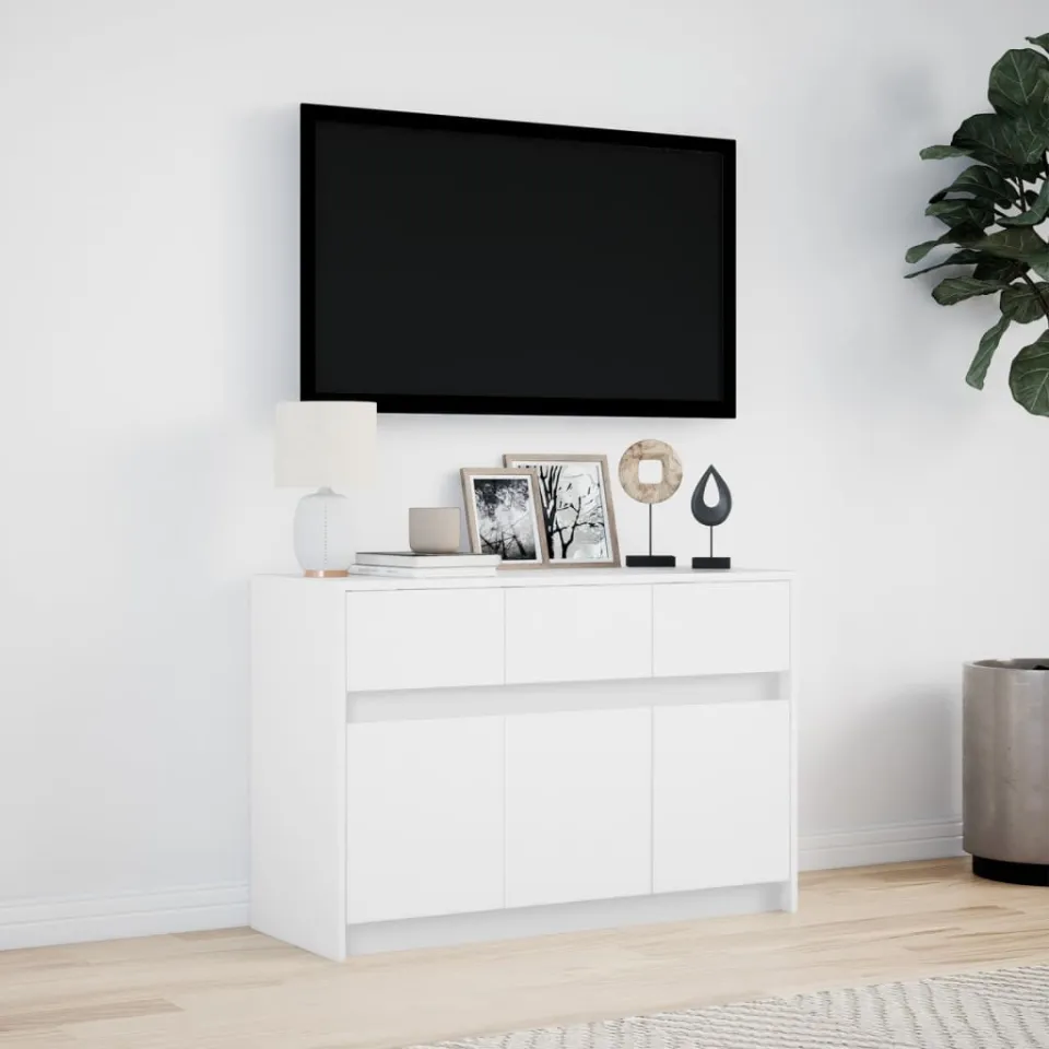vidaXL Tv-meubel met LED 91x34x61 cm bewerkt hout wit, foto 3