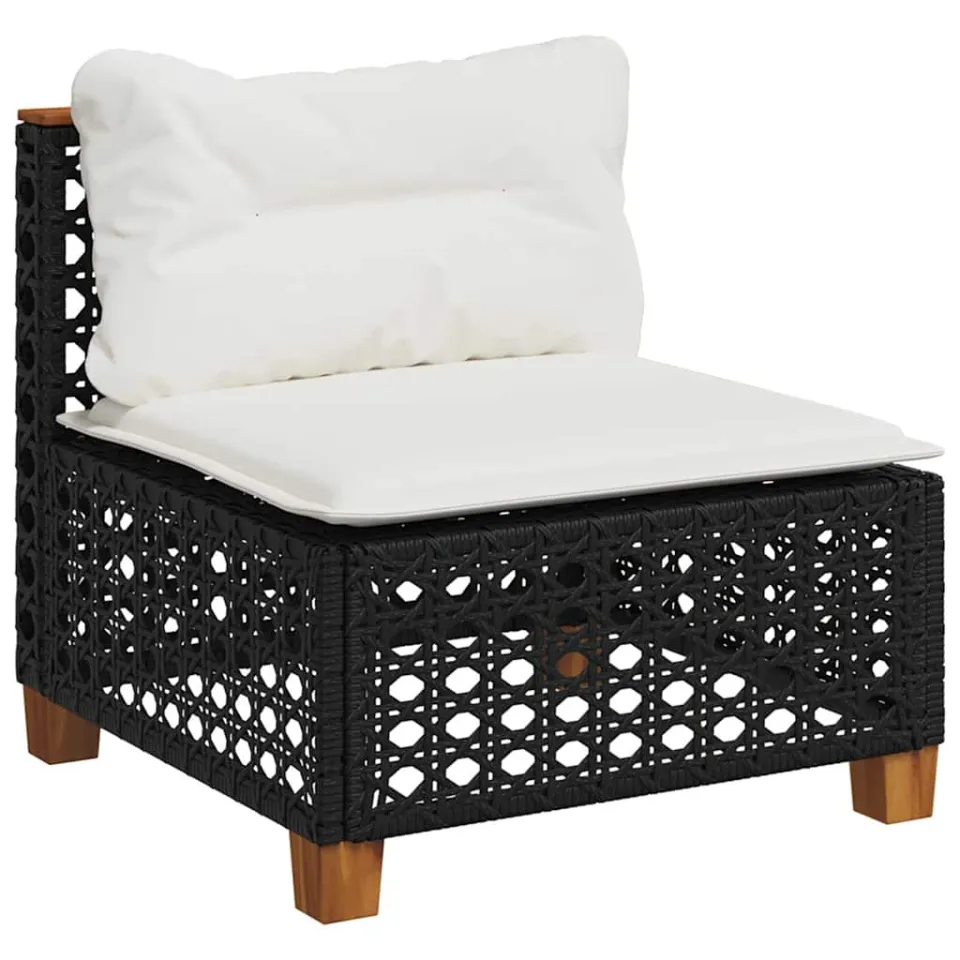 vidaXL 7-delige Loungeset met kussens poly rattan zwart, foto 4