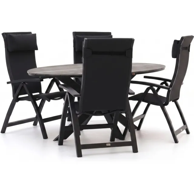 Bellagio tuinmeubelen Bellagio Fermo/Fidenza ovaal 180cm dining tuinset 5-delig verstelbaar Grijs