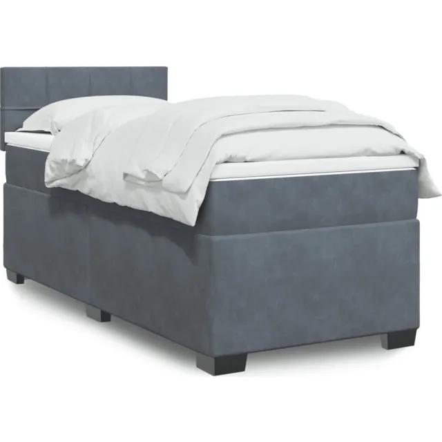 vidaXL Boxspring met matras fluweel donkergrijs 1-persoons