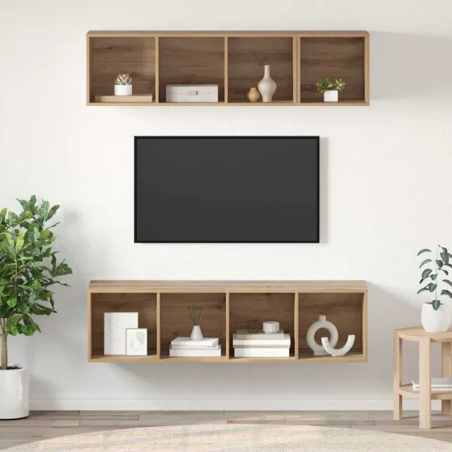vidaXL Tv-meubelset 3 st Artisan Eiken Bewerkt hout, foto 2