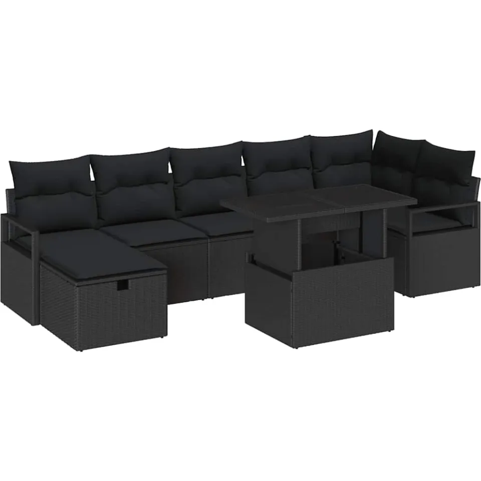 vidaXL Tuin Sofa Set 8 st poly rattan Lichtgrijs