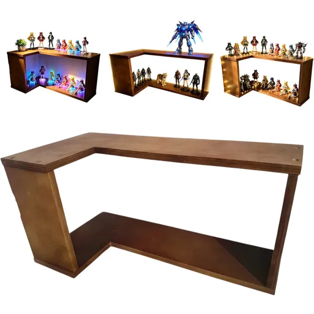 COOAU Hoekplanken - Wandrek - Display Rek - Zwevend - Hout - L-vormig - 1 Stuk - voor Slaapkamer, Badkamer, Keuken bruin