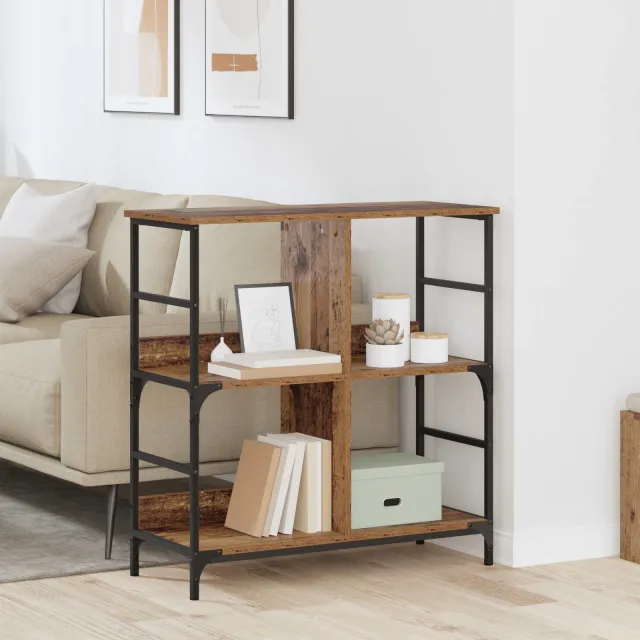 vidaXL Boekenkast 4-laags 78,5 x 33 x 82 cm Bewerkt hout Oud hout Bruin