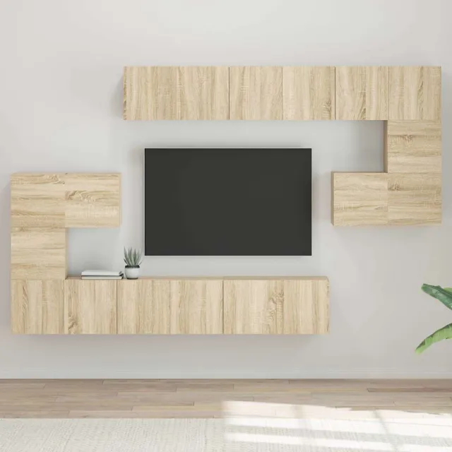 vidaXL 10-delige Tv-meubelset bewerkt hout sonoma eikenkleurig Bruin