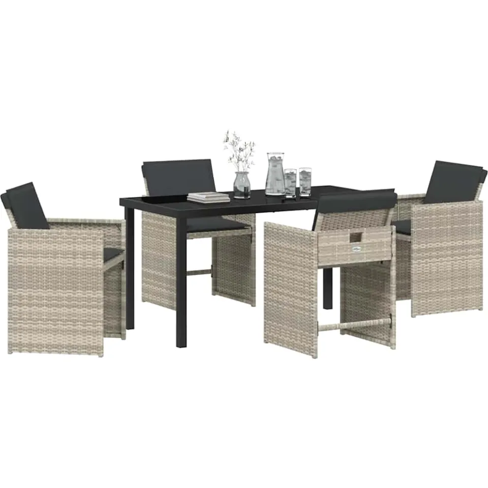 vidaXL Tuin eettafelset 5 st Lichtgrijs poly rattan