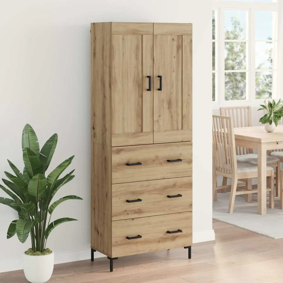 vidaXL Hoge kast 2 st Artisan Eiken 69,5 x 34 x 180 cm Bewerkt hout, foto 3