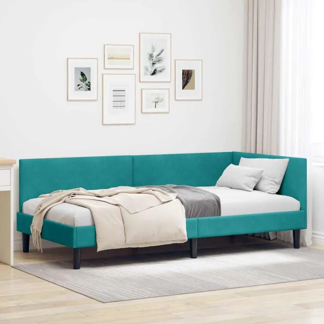 vidaXL Hoekbedframe Turquoise 80 x 200 cm fluweel