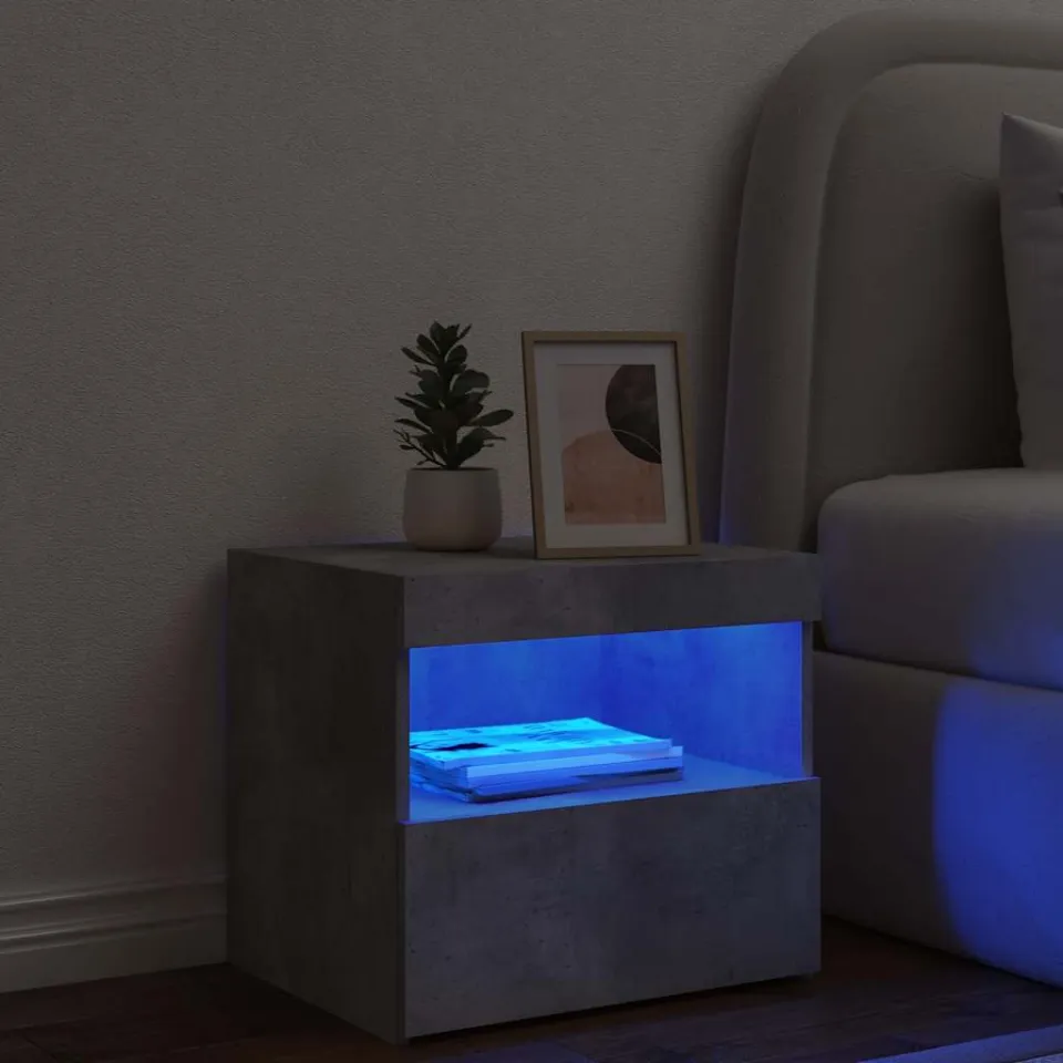 vidaXL Nachtkastje met LED-verlichting 50x40x45 cm betongrijs grijs, foto 4