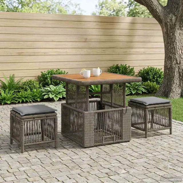vidaXL Tuin eettafelset 3 st Grijs en Donkergrijs poly rattan, foto 2