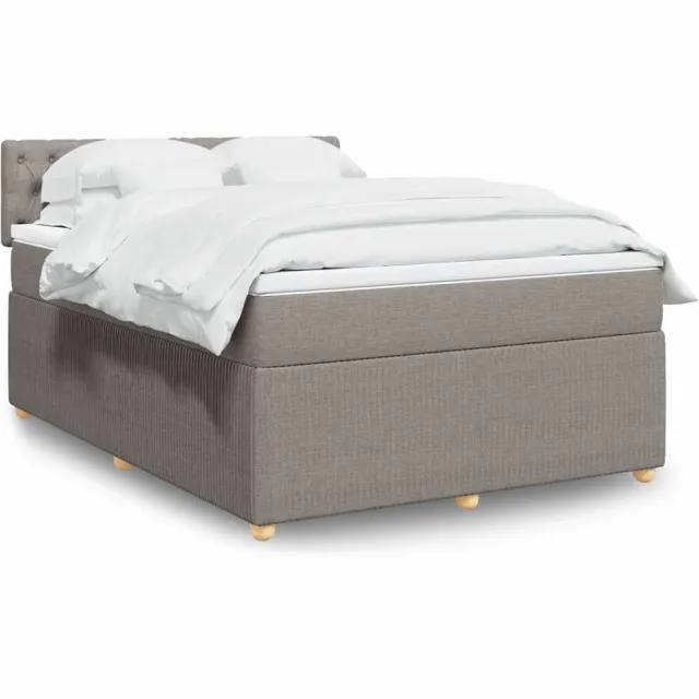 vidaXL Boxspring met matras stof taupe 140x190 cm