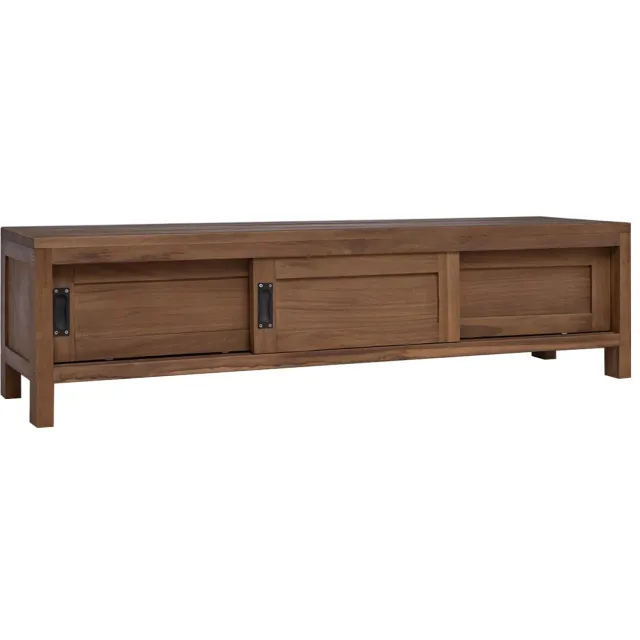 vidaXL Tv-meubel 110 x 30 x 30 cm Massief Teakhout Naturel Bruin