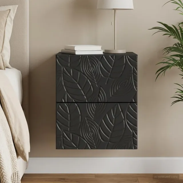 vidaXL Wandbeugel Bedkast Zwart 34,5 x 33 x 40 cm Bewerkt hout, foto 2